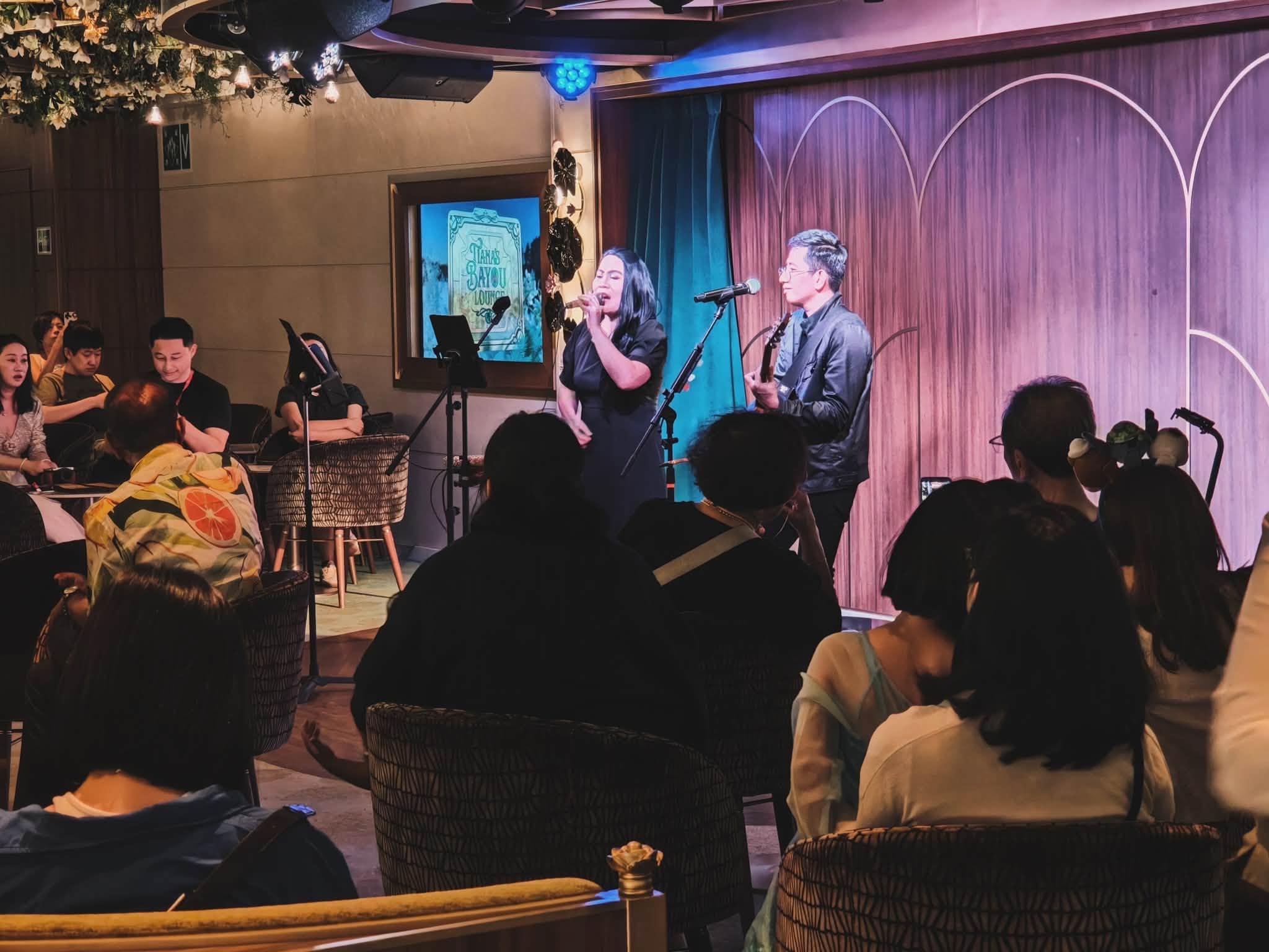 Anton and Glynis performing live in a cruise ship lounge