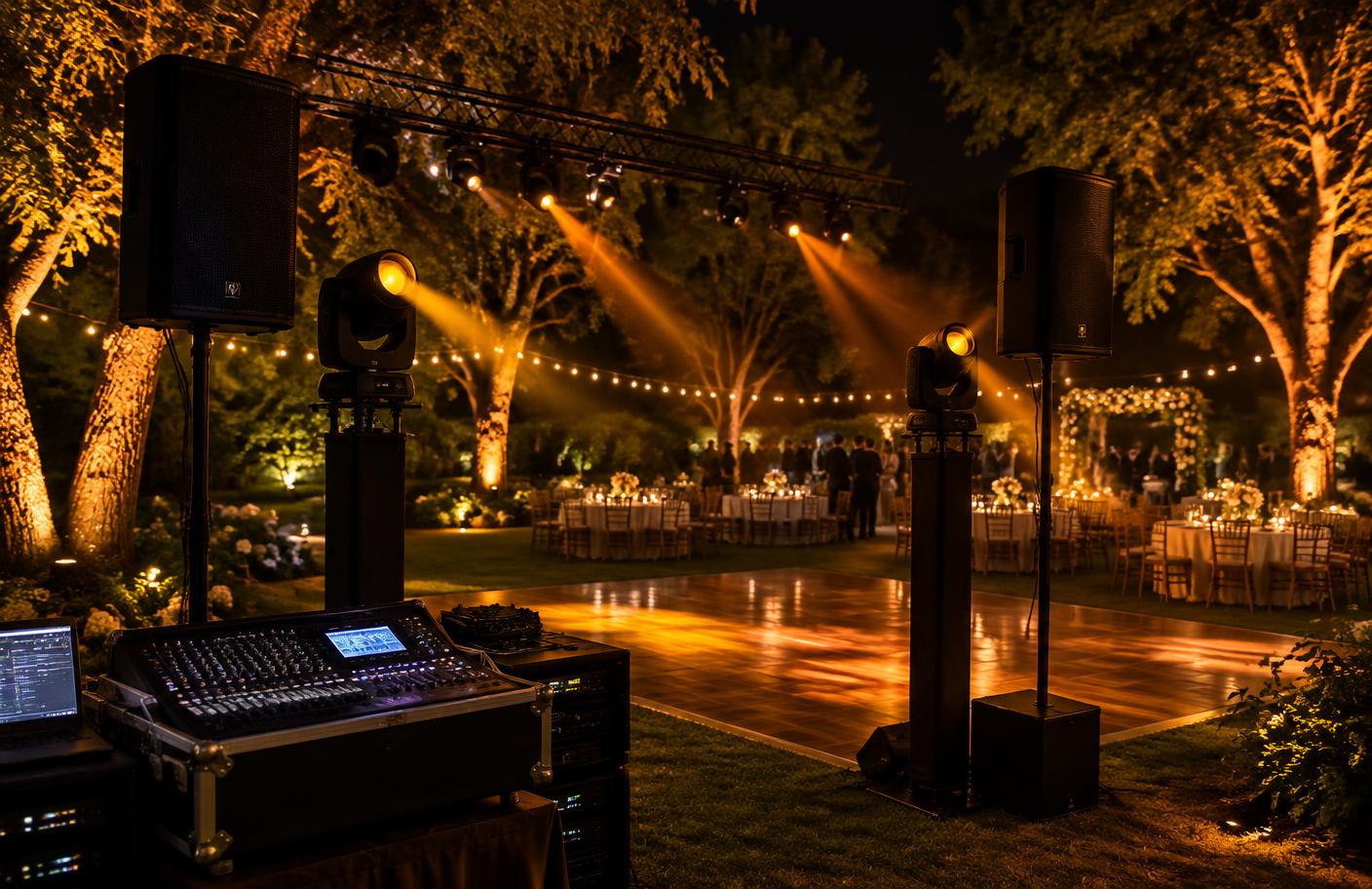 Event lighting and sound setup